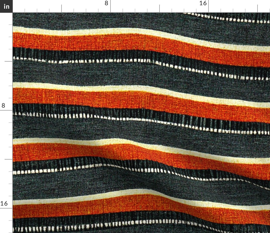 Enfullence Navajo Pattern I - Gray/Grey, Orange Cream , Black Indigenous Pattern