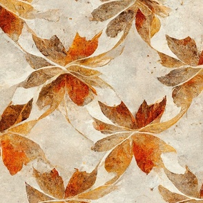 Dried Leaves Butterflies Pattern, Cream, Brown, Amber for Fall/Autumn II