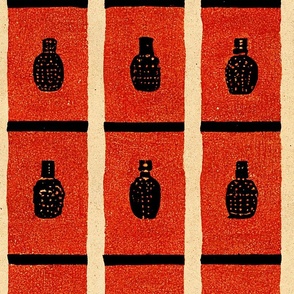 African Bottle Pattern - Cream, Tan, Orange Pattern