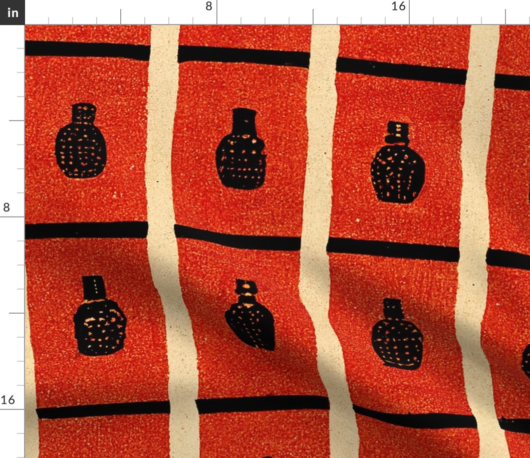 African Bottle Pattern - Cream, Tan, Orange Pattern
