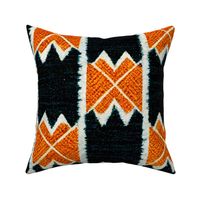 Navajo Native American Textured Pattern - Fabric Look - Navy Blue White Orange