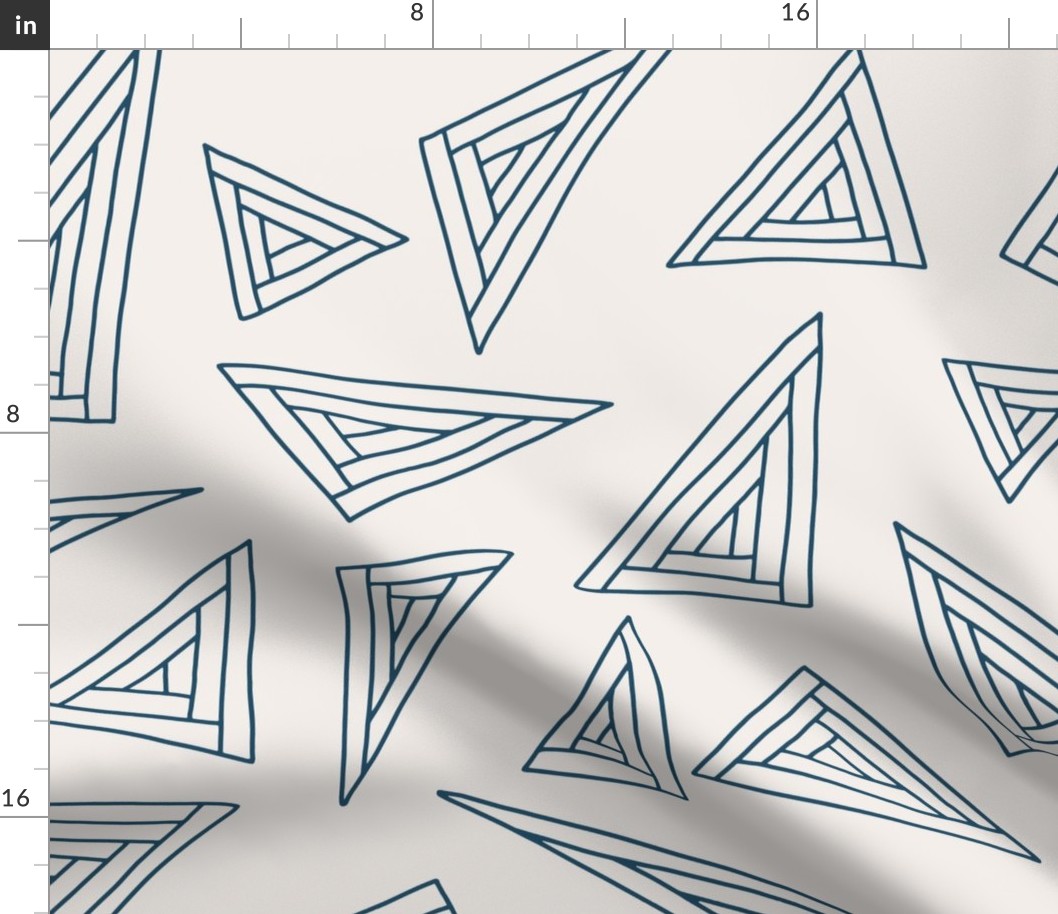 Dark blue outlined triangles on spring wood white 24