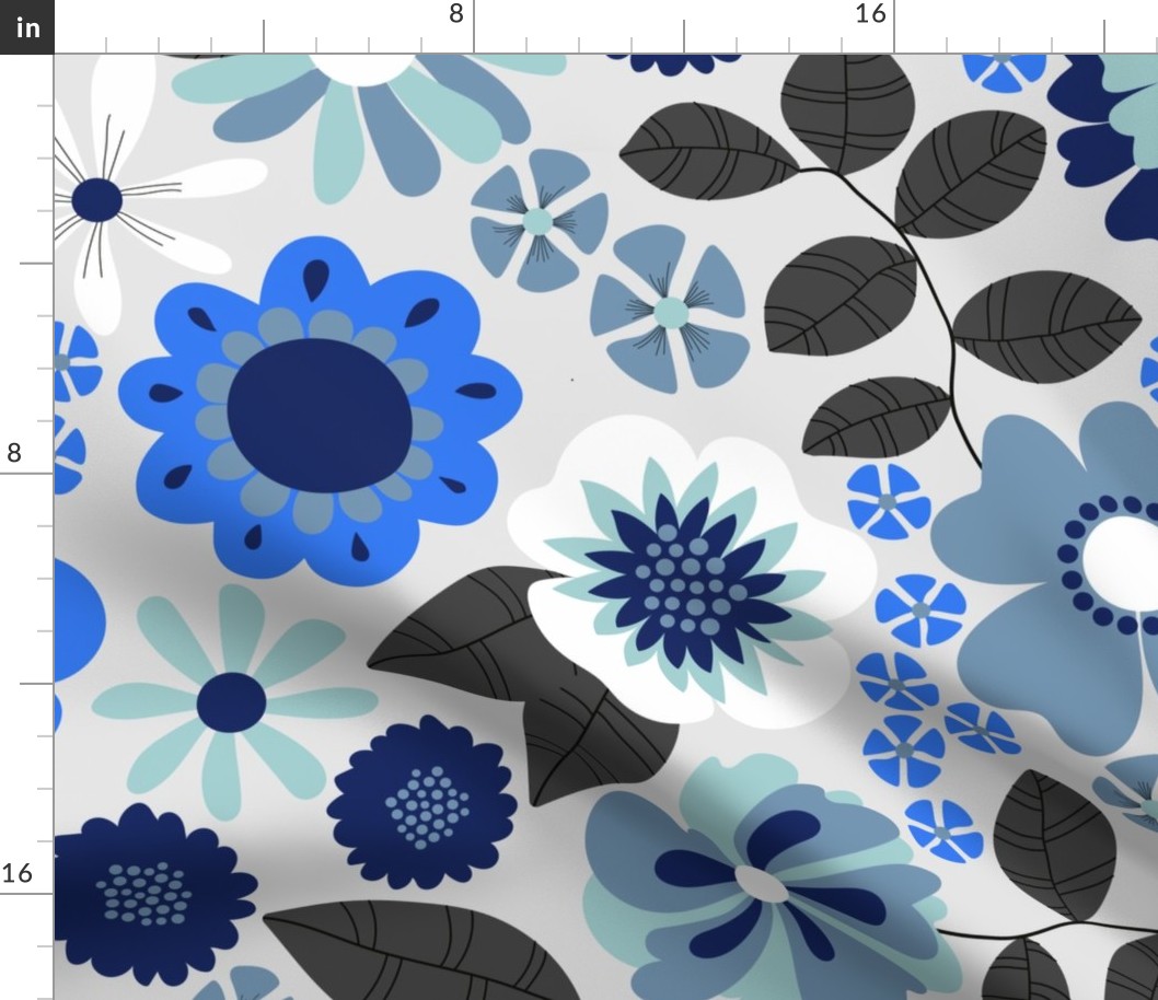 Blue Grays Floral Pattern
