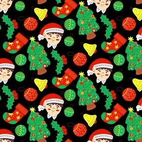 Fun Christmas Elf Black Background