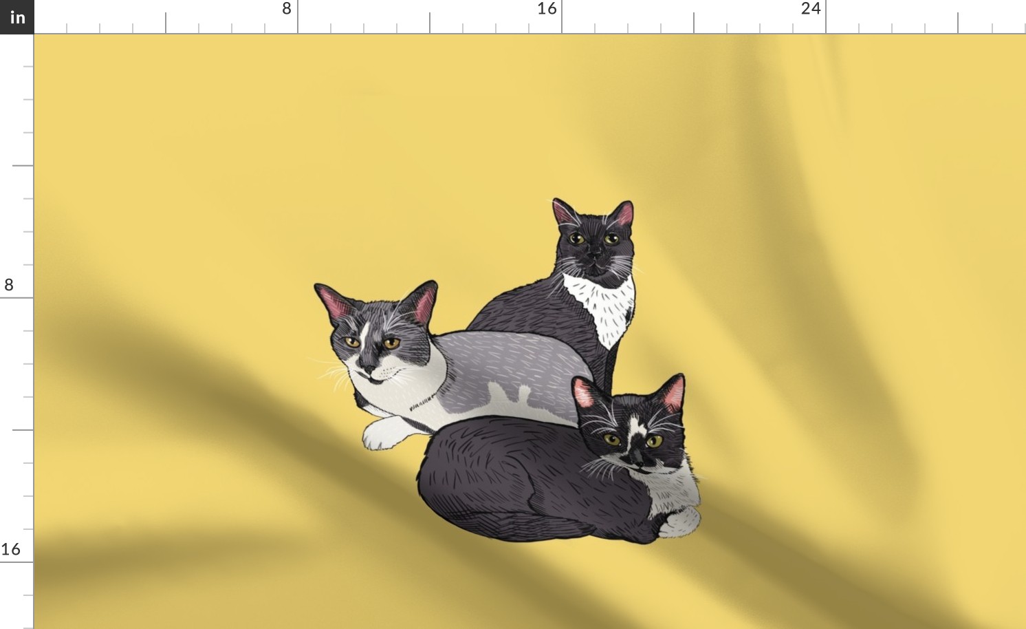 Custom Pet Portrait- Cats on Banana Yellow