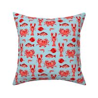 Red Crustaceans on Coastal Blue