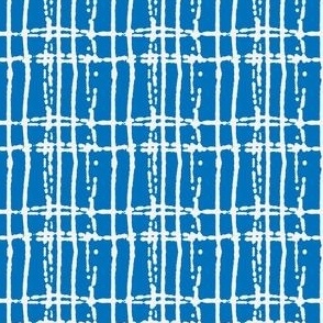Rustic simple irregular line grid - White Netting on Light Blue -  small