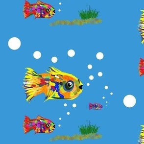 Rainbow fish and bubbles