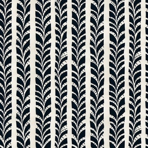 Hawaiian Leaves in Tweedy Pattern in Cream and Black Fabric - smaller pattern