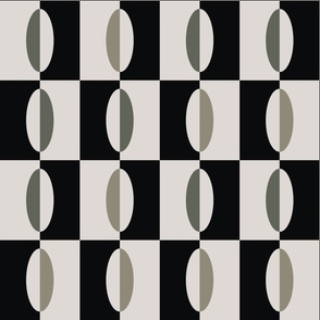 Organic Black and Tan Geometrical Shapes - Retro Contemporary 