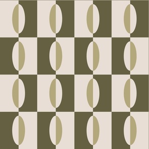 Minimal Geometrical Shapes in Olive Green - Organic Contemporary 