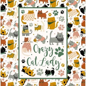 14x18 Panel Crazy Cat Lady for DIY Garden Flag Small Kitchen Towel or Wall Hanging