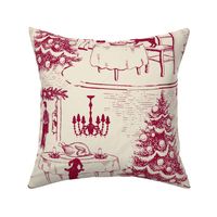 Bad Dog Holiday Party Toile - Red on Cream - Small