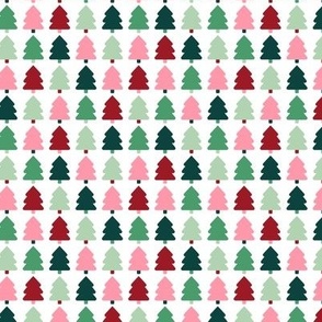 Retro minimalist christmas trees - colorful groovy seasonal design mint green red pink burgundy on white