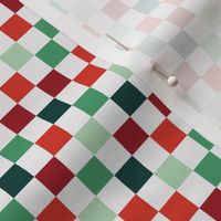 Basic minimalist retro checkerboard - Christmas seasonal gingham pattern block print red green mint on ivory