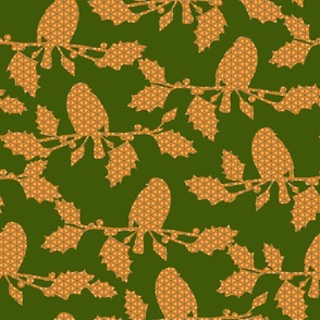 Abstract Orange Robin on Apple Green | Medium Scale