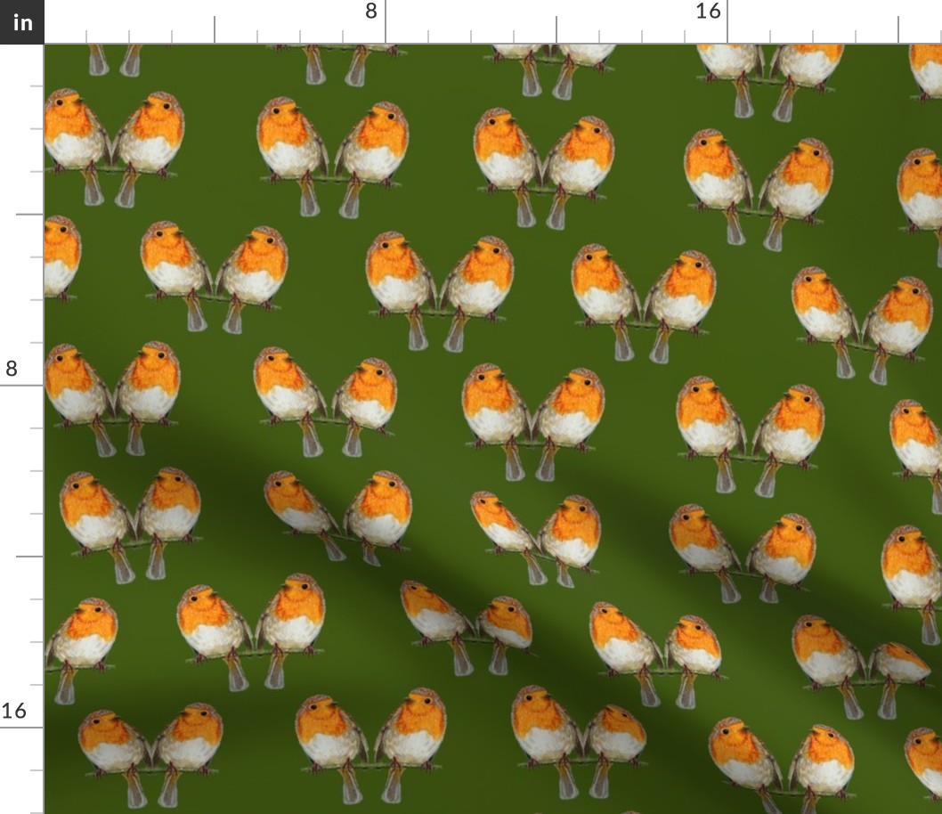 Christmas Robin on Forest Green | Medium Scale