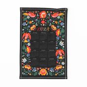 2024 Maximalist folk art calendar on black