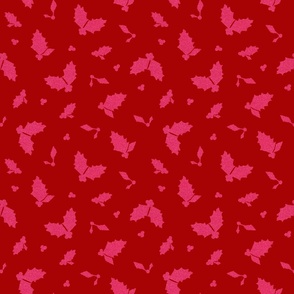 Pink Jolly Holly on Currant Red | Small Scale