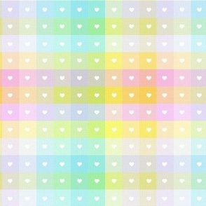 Rainbow color squares and cute hearts - fun  and cheerful - small print 