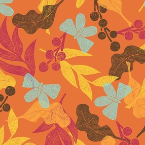 Fall Leaves & Butterflies - Extra Large for Wallpaper & Home Decor