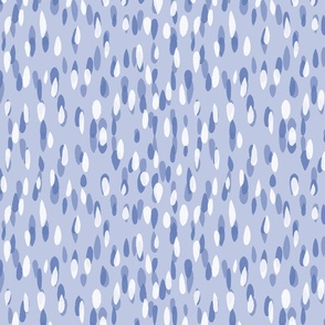 Watercolor Raindrop Basic Polka Dot Brush Paint Print - Blue & White