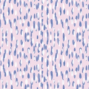 Watercolor Raindrop Basic Polka Dot Brush Paint Print - Pink, Blue & White