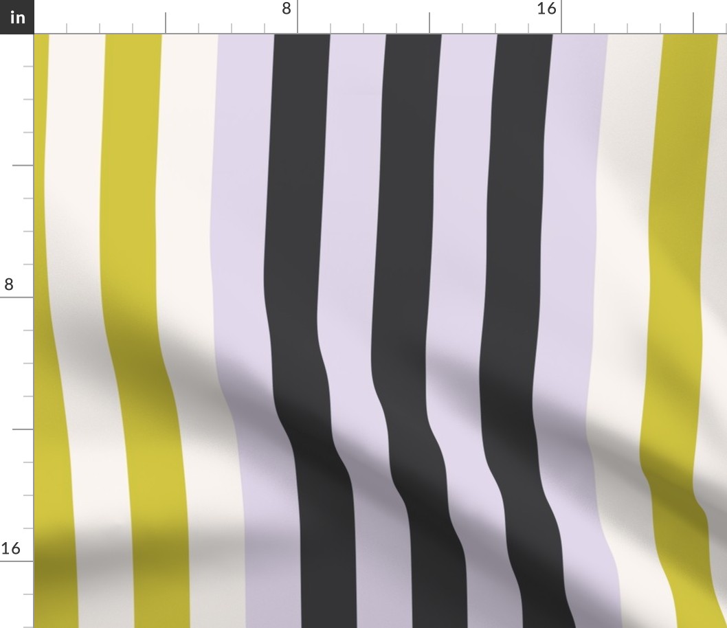 Vertical Stripe in Acid Yellow + Pastel Purple