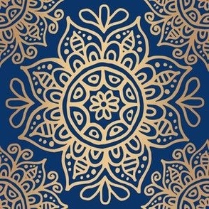 Blue and Gold Moroccan Tile Mandala