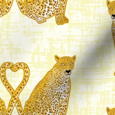 Leopards Butter Yellow Texture Background Heart Tails - Large Scale