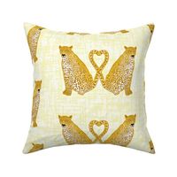 Leopards Butter Yellow Texture Background Heart Tails - Large Scale