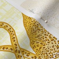 Leopards Butter Yellow Texture Background Heart Tails - Large Scale