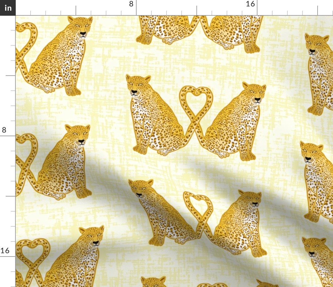 Leopards Butter Yellow Texture Background Heart Tails - Large Scale