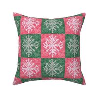 9x9 Emerald Cranberry Cheater Snowflake Quilt