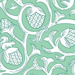 Feminine Branches and Hidden Animals - sage green - large scale