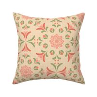 Folk Art Floral Kaleidoscope in Pink and Green