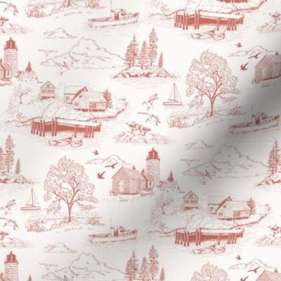 Updated! New England Seaside Toile // Earthy Rose // New Half Drop