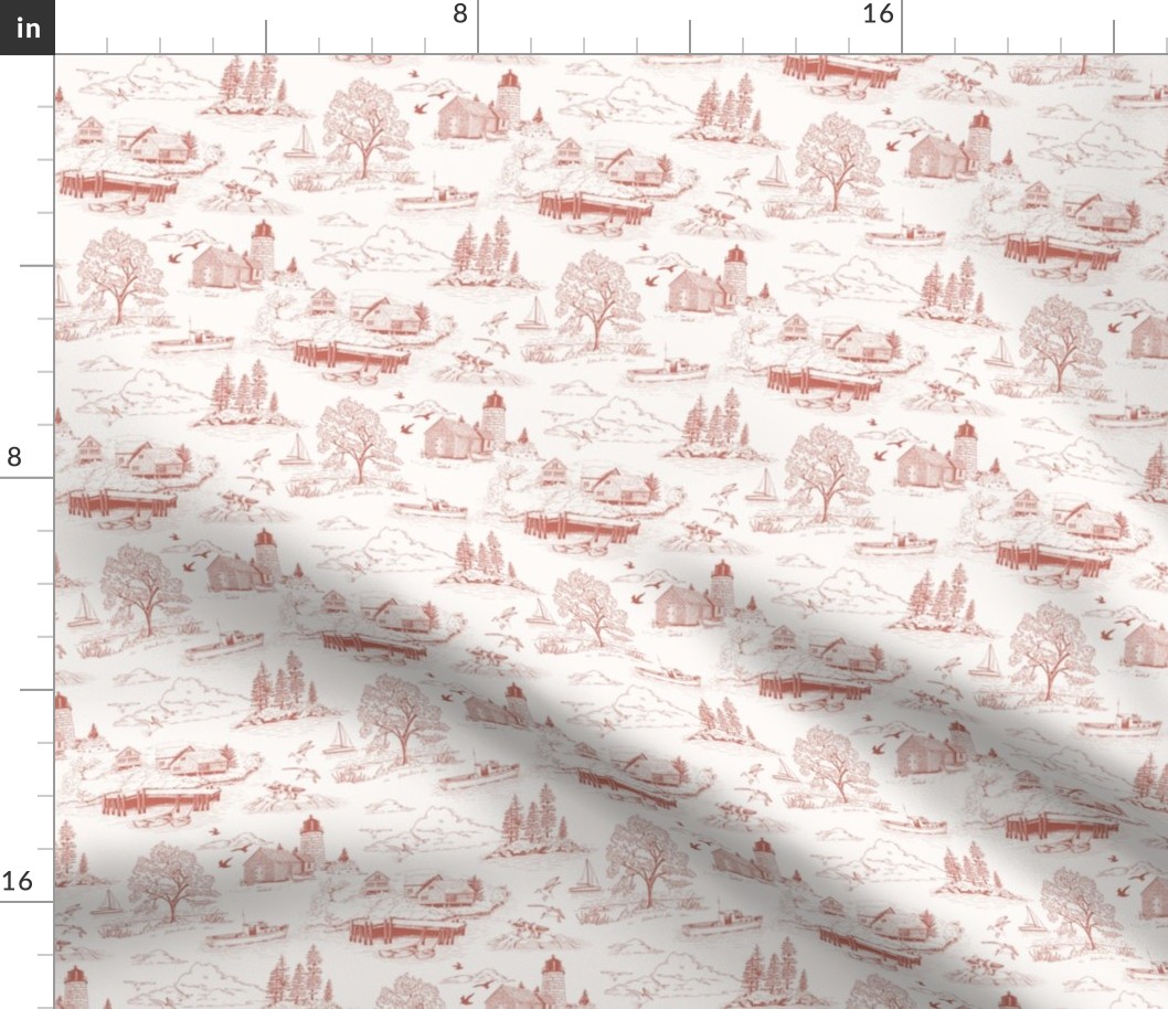 Updated! New England Seaside Toile // Earthy Rose // New Half Drop