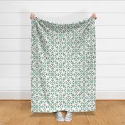Folk Art Floral Kaleidoscope in Sage Green and Mint Green on White