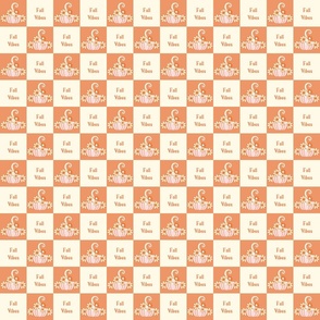 Small Checker Pumpkin Fall Vibes - Tan