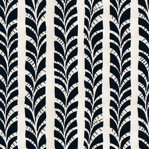 Hawaiian Leaves in Tweedy Pattern in Cream and Black