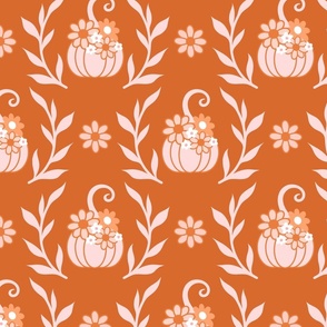 Medium Pumpkin Fall Floral Garland - Orange