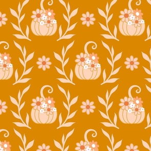 Medium Pumpkin Fall Floral Garland - Mustard Yellow