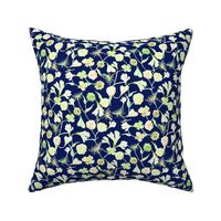 Granny Core Watercolor Flowers - Navy
