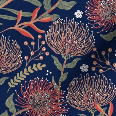 Small Protea Fall on Navy