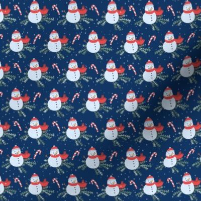 Snowmen In Snow Navy Smaller 