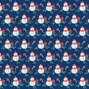 Snowmen In Snow Navy Smaller 