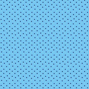 Blue with irregular black and white polka dots - small scale print 