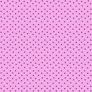 Pink with irregular black and white polka dots - small scale print 