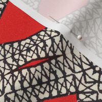 VINTAGE BLACK AND WHITE LACE ON RED, MEDIUM SCALE